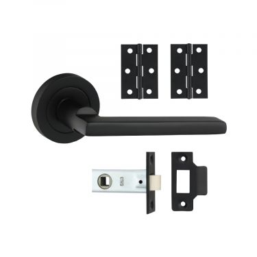 Click Here To Enlarge This Photo Of TIMCO 200836 - Matt Black 'Radmore' Lever on Rose Internal Door Latch Packs
