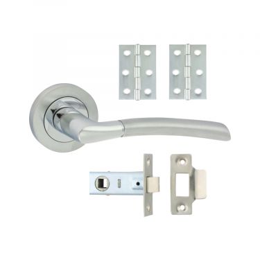 Click Here To Enlarge This Photo Of TIMCO 200657 - Polished Chrome/Satin Chrome 'Shavington' Lever on Rose Internal Door Latch Packs