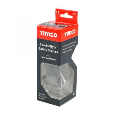 Click Here To Enlarge This Photo Of TIMCO - 770123 - Sports Style Safety Glasses - With Foam Dust Guard - Clear