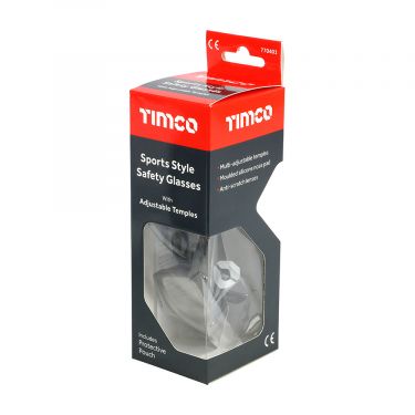 Click Here To Enlarge This Photo Of TIMCO - 770401 - Sports Style Safety Glasses - With Adjustable Temples - Clear