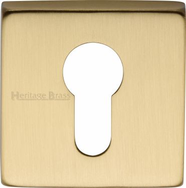 Click Here To Enlarge This Photo Of SQ5004-SB Heritage Brass Euro Profile Cylinder Escutcheon Satin Brass Finish