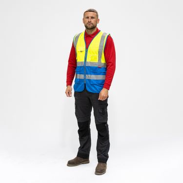 Click Here To Enlarge This Photo Of TIMCO - Hi-Visibility Executive Vest - Yellow & Navy Blue