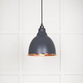 49500SL From The Anvil Hammered Copper Brindley Pendant in Slate Hammered Copper