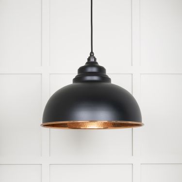 Click Here To Enlarge This Photo Of 49501EB From The Anvil Hammered Copper Harborne Pendant in Elan Black Hammered Copper