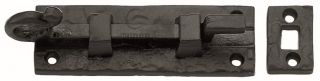 TC159 102 M.Marcus The Tudor Collection Door Bolt Necked 4" Black Iron