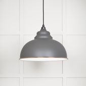 49508BL From The Anvil White Gloss Harborne Pendant in Bluff Accent