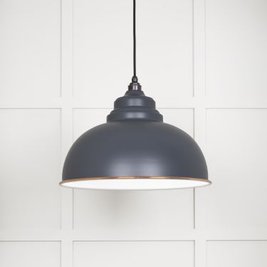 Click Here To Enlarge This Photo Of 49508SL From The Anvil White Gloss Harborne Pendant in Slate Accent