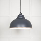 49508SL From The Anvil White Gloss Harborne Pendant in Slate Accent