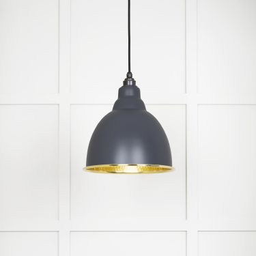 Click Here To Enlarge This Photo Of 49517SL From The Anvil Hammered Brass Brindley Pendant in Slate Hammered Brass