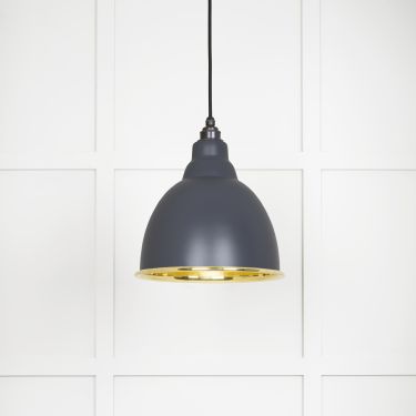 Click Here To Enlarge This Photo Of 49518SL From The Anvil Smooth Brass Brindley Pendant in Slate Smooth Brass