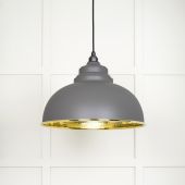 49521BL From The Anvil Hammered Brass Harborne Pendant in Bluff Hammered Brass