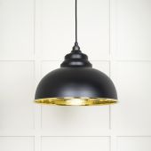49521EB From The Anvil Hammered Brass Harborne Pendant in Elan Black Hammered Brass
