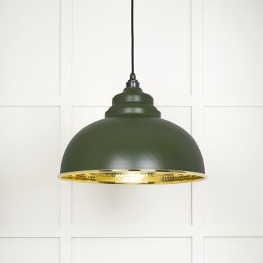 Click Here To Enlarge This Photo Of 49521H From The Anvil Hammered Brass Harborne Pendant in Heath Hammered Brass