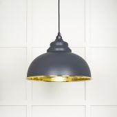 49521SL From The Anvil Hammered Brass Harborne Pendant in Slate Hammered Brass