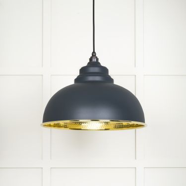 Click Here To Enlarge This Photo Of 49521SO From The Anvil Hammered Brass Harborne Pendant in Soot Hammered Brass