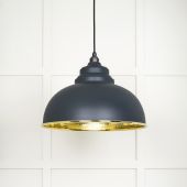 49521SO From The Anvil Hammered Brass Harborne Pendant in Soot Hammered Brass