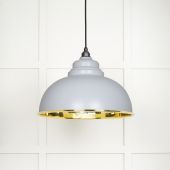 49522BI From The Anvil Smooth Brass Harborne Pendant in Birch Smooth Brass