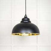 49522EB From The Anvil Smooth Brass Harborne Pendant in Elan Black Smooth Brass