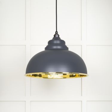 Click Here To Enlarge This Photo Of 49522SL From The Anvil Smooth Brass Harborne Pendant in Slate Smooth Brass
