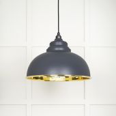 49522SL From The Anvil Smooth Brass Harborne Pendant in Slate Smooth Brass