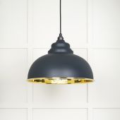 49522SO From The Anvil Smooth Brass Harborne Pendant in Soot Smooth Brass