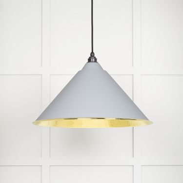 Click Here To Enlarge This Photo Of 49523BI From The Anvil Hammered Brass Hockley Pendant in Birch Hammered Brass
