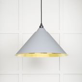 49523BI From The Anvil Hammered Brass Hockley Pendant in Birch Hammered Brass