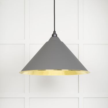 Click Here To Enlarge This Photo Of 49523BL From The Anvil Hammered Brass Hockley Pendant in Bluff Hammered Brass