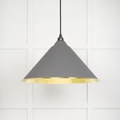 49523BL From The Anvil Hammered Brass Hockley Pendant in Bluff Hammered Brass