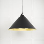 49523EB From The Anvil Hammered Brass Hockley Pendant in Elan Black Hammered Brass