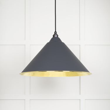 Click Here To Enlarge This Photo Of 49523SL From The Anvil Hammered Brass Hockley Pendant in Slate Hammered Brass