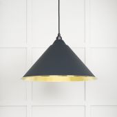 49523SO From The Anvil Hammered Brass Hockley Pendant in Soot Hammered Brass