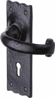 Click Here To Enlarge This Photo Of TC300 M.Marcus The Tudor Collection Door Handle Lever Lock Colonial Design Black Iron
