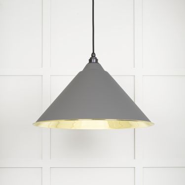 Click Here To Enlarge This Photo Of 49524BL From The Anvil Smooth Brass Hockley Pendant in Bluff Smooth Brass