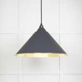 49524SL From The Anvil Smooth Brass Hockley Pendant in Slate Smooth Brass