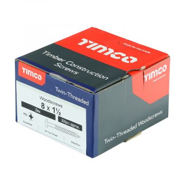 Click Here To Enlarge This Photo Of TIMCO Twin-Threaded Round Head BZP Woodscrews