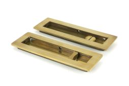 48314 From the Anvil Aged Brass 175mm Plain Rectangular Pull - Privacy Set