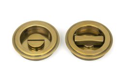 48324 From the Anvil Aged Brass 60mm Art Deco Round Pull - Privacy Set