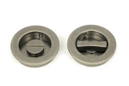50184 From the Anvil Pewter 60mm Plain Round Pull - Privacy Set