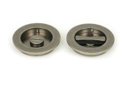50185 From the Anvil Pewter 75mm Plain Round Pull - Privacy Set