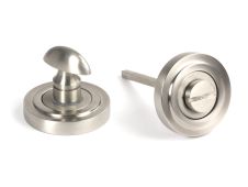 49857 From the Anvil Satin Marine SS (316) Round Thumbturn Set (Art Deco)
