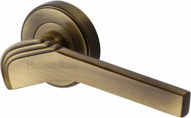 TIF1926-AT Heritage Brass Door Handle Lever on Rose Tiffany Design Antique Brass Finish