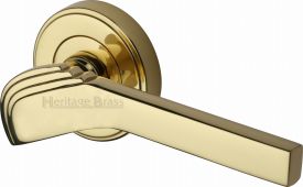 TIF1926-PB Heritage Brass Door Handle Lever on Rose Tiffany Design Polished Brass Finish