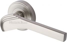 TIF1926-SN Heritage Brass Door Handle Lever on Rose Tiffany Design Satin Nickel Finish