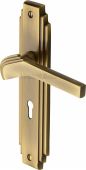 TIF5200-AT Heritage Brass Door Handle Lever Lock Tiffany Design Antique Brass Finish