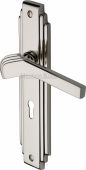 TIF5200-PNF Heritage Brass Door Handle Lever Lock Tiffany Design Polished Nickel Finish