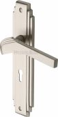 TIF5200-SN Heritage Brass Door Handle Lever Lock Tiffany Design Satin Nickel Finish