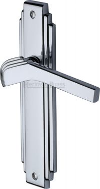 Click Here To Enlarge This Photo Of TIF5210-PC Heritage Brass Door Handle Lever Latch Tiffany Design Polished Chrome Finish