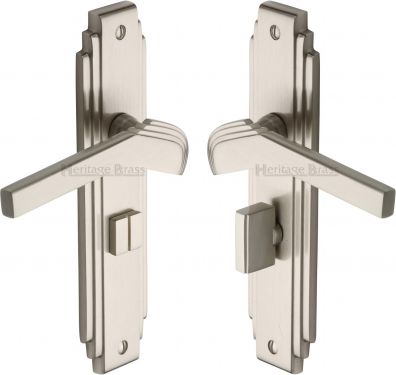 Click Here To Enlarge This Photo Of TIF5230-SN Heritage Brass Door Handle Bathroom Set Tiffany Design Satin Nickel Finish