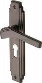 TIF5248-MB Heritage Brass Door Handle Euro Profile Plate Tiffany Design Matt Bronze Finish